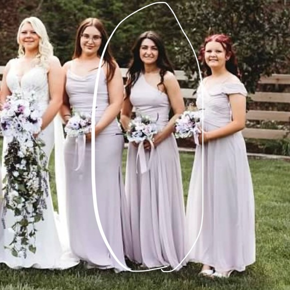 David’s Bridal Mesh One-Shoulder Dress with Full Skirt Iris color Size 0 - Picture 6 of 10